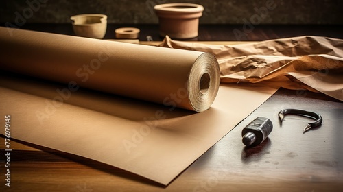 wooden brown paper roll
