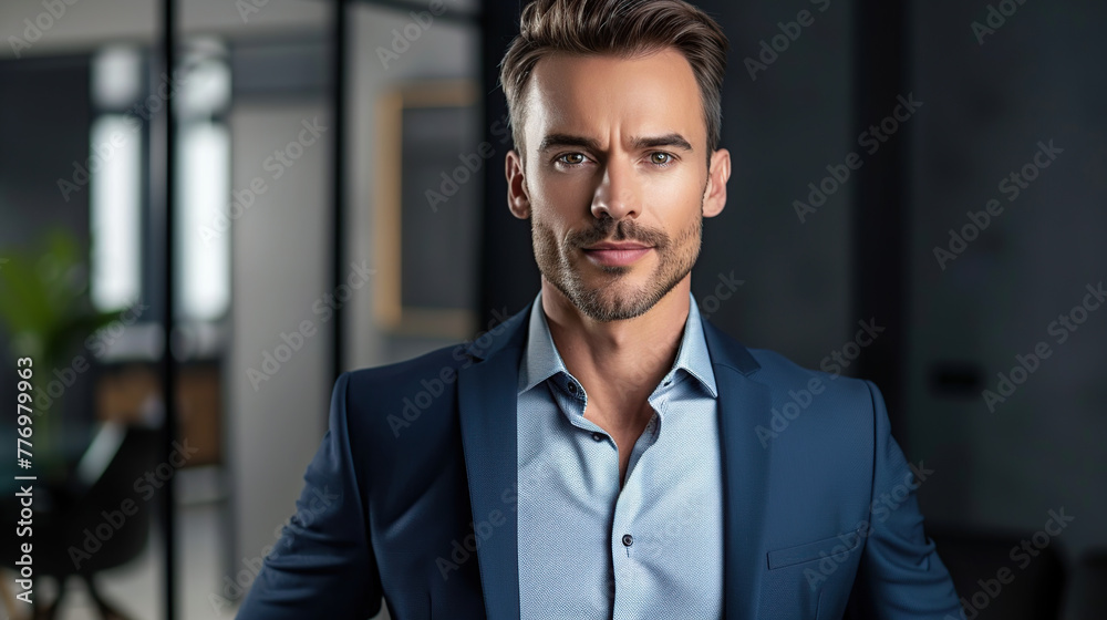 Successful mature businessman looking at camera with confidence. Generative AI Successful mature businessman looking at camera with confidence. Generative AI