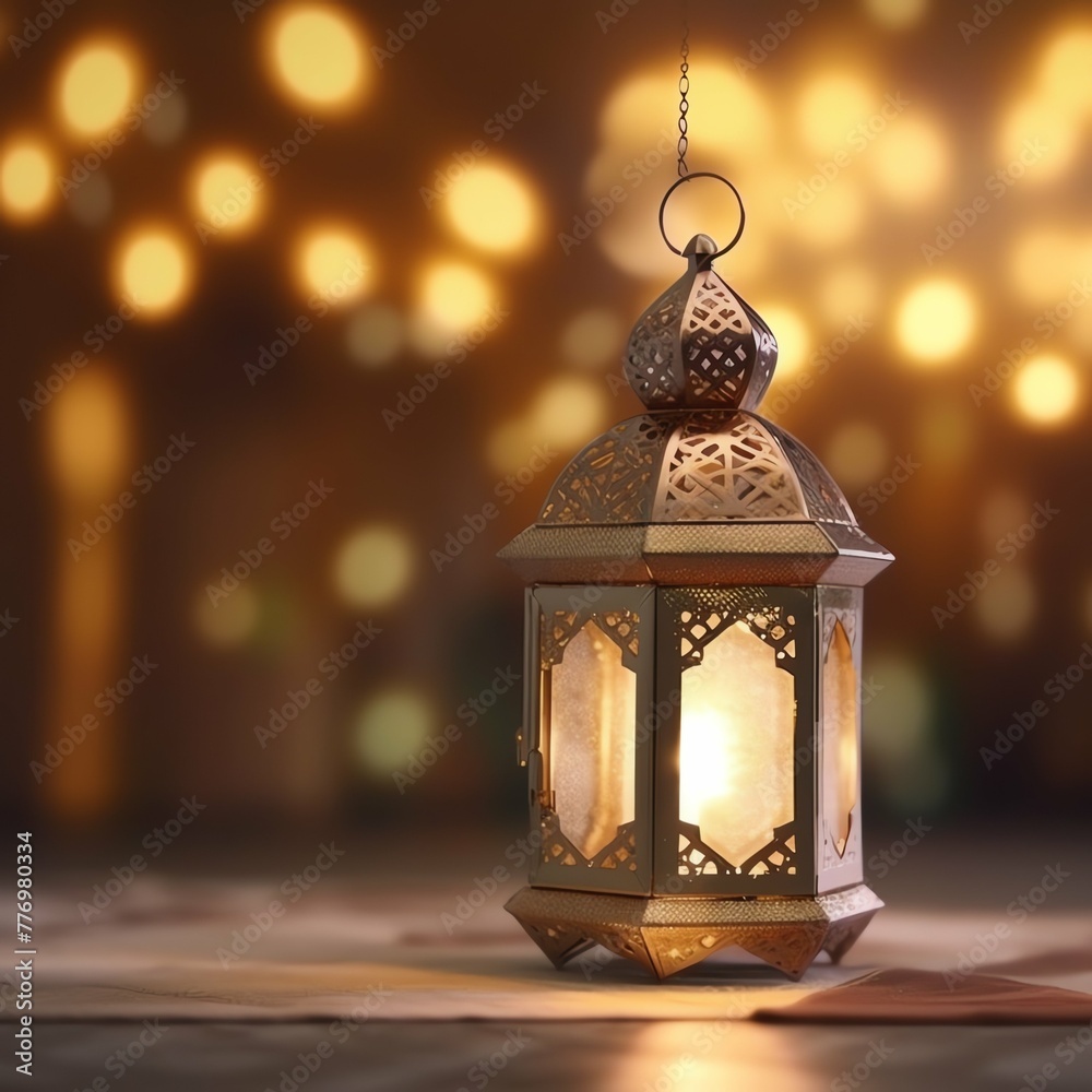 Eid mubarak and ramadan kareem greetings with islamic lantern and mosque. Eid al fitr background
