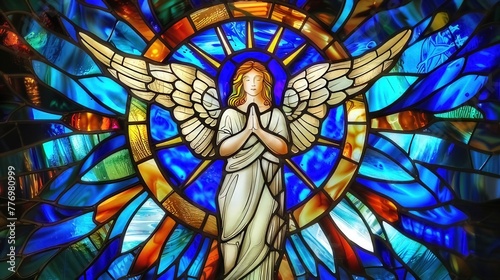 angel as a stained glas window 