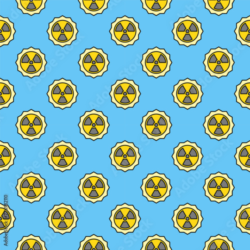 Radiation from Sun vector Radioactive Solar Energy colored seamless pattern