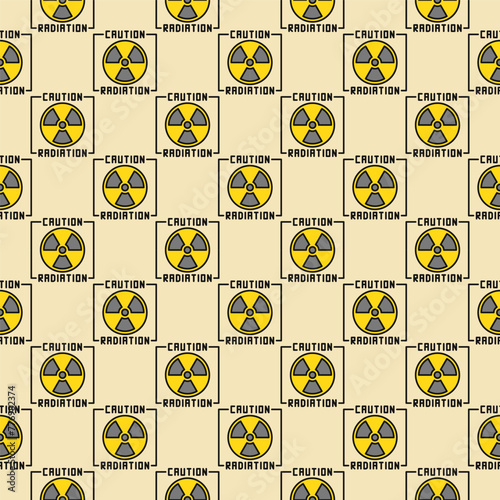 Vector Caution Radiation - Warning sign colored seamless pattern