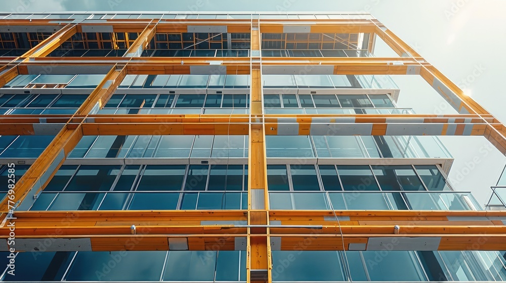 A office building with a structure. Generative AI. A office building with a structure. Generative AI.