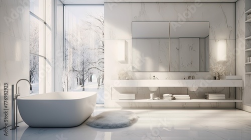 serene blurred luxury home white interior
