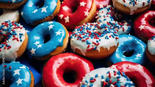 platter red white and blue donuts