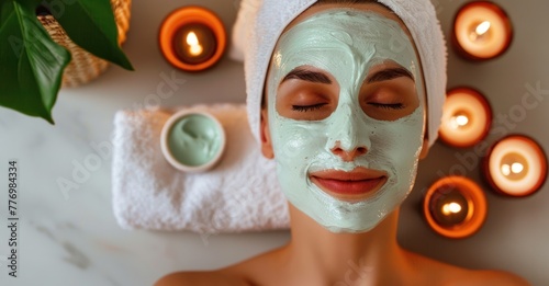 Relaxing Spa Session: Woman with Face Mask