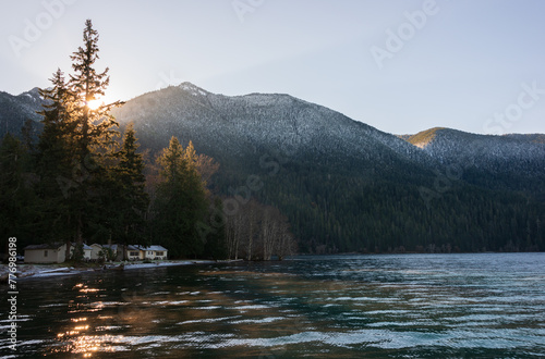 View of the Serene Lake Crescent at Olympic National Park in Clallam County, Washington photo