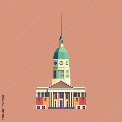 Capitol, courthouse, congress house or city hall building clipart, isolated vector flat illustration concept