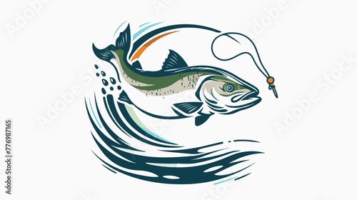 Fishing-themed symbol vector logo illustration 