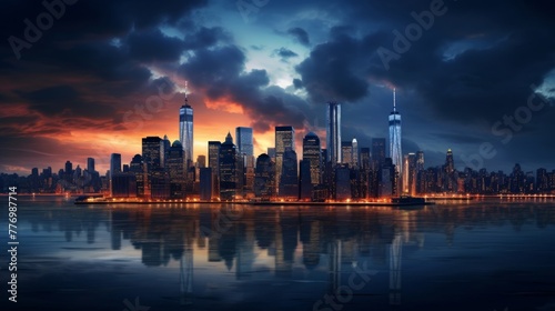 Urban panorama under the twilight sky © stocksbyrs