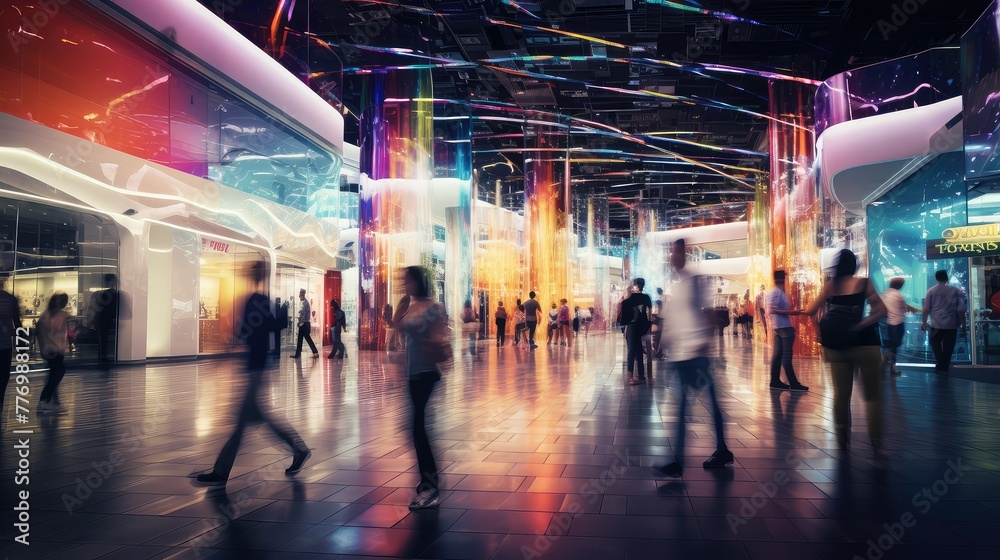 colorful blurred mall interior