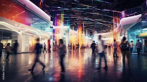 colorful blurred mall interior