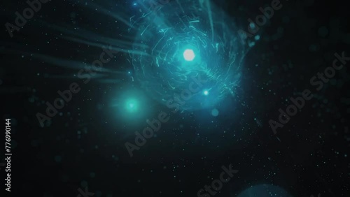 Blue blinking lights and lights lines animation background 