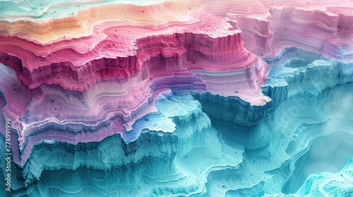 Detailed view of a vibrant, multicolored rock formation