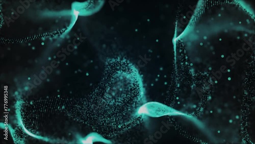 Green lights lines and bubbles animation background 