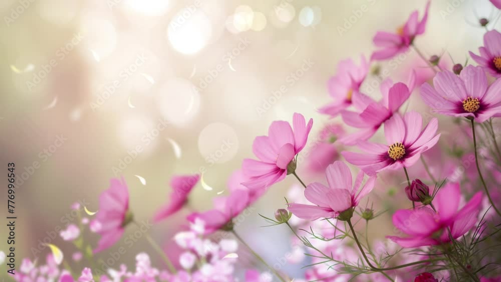 pink flowers in spring with sparkling light background animation looping video 4k pink flowers in spring with sparkling light background animation looping video 4k