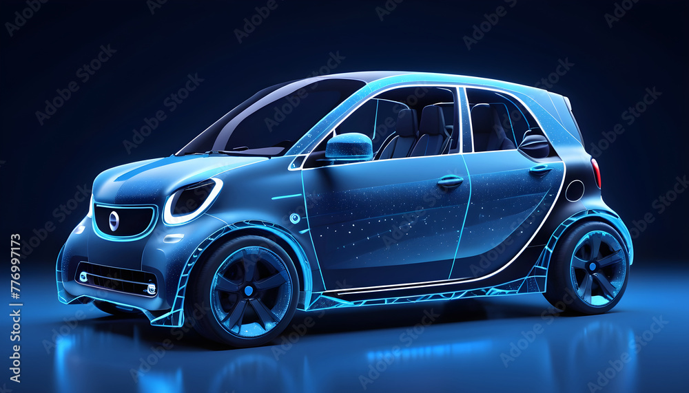Smart car polygon wireframe abstract image futuristic 6