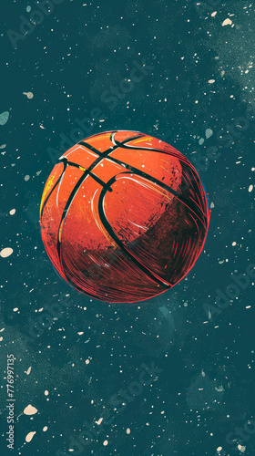 basketball themed lunch invitation card. Basketball is a team sport in which two teams, most commonly of five players each, opposing one another on a rectangular court © Tatiana