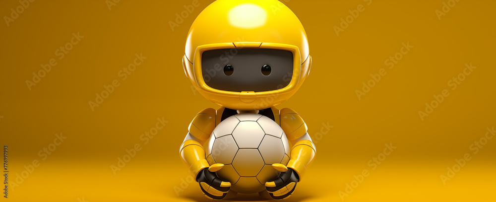 a friendly and cute 3d illustration of an football player character