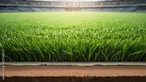 Grass covered pitch in stadium photo