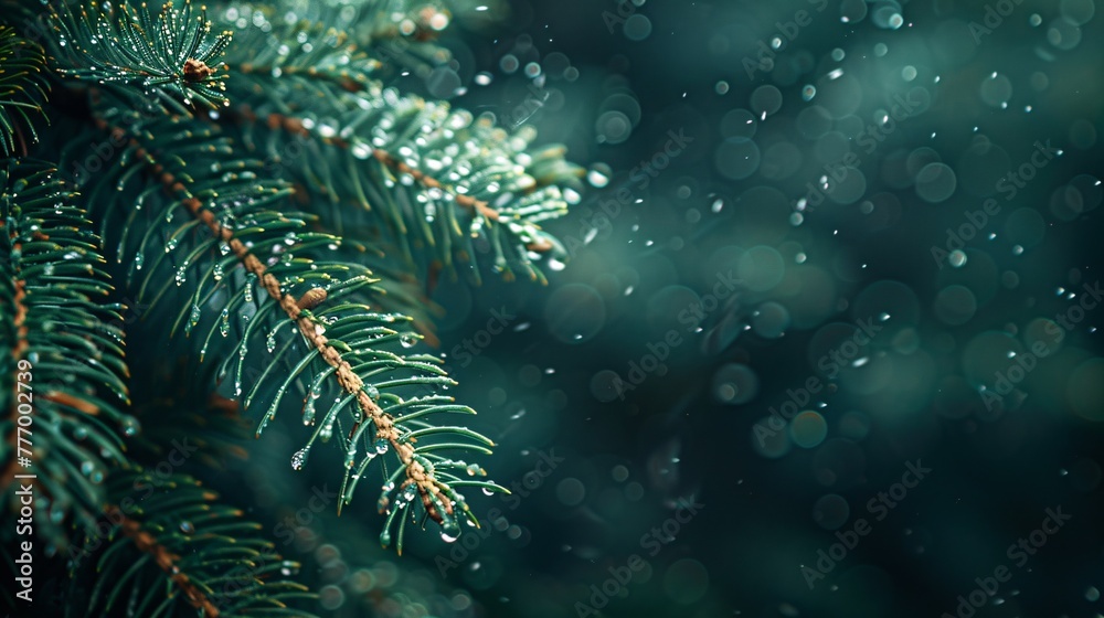 Drops of Rain on a Pine Tree Generative AI