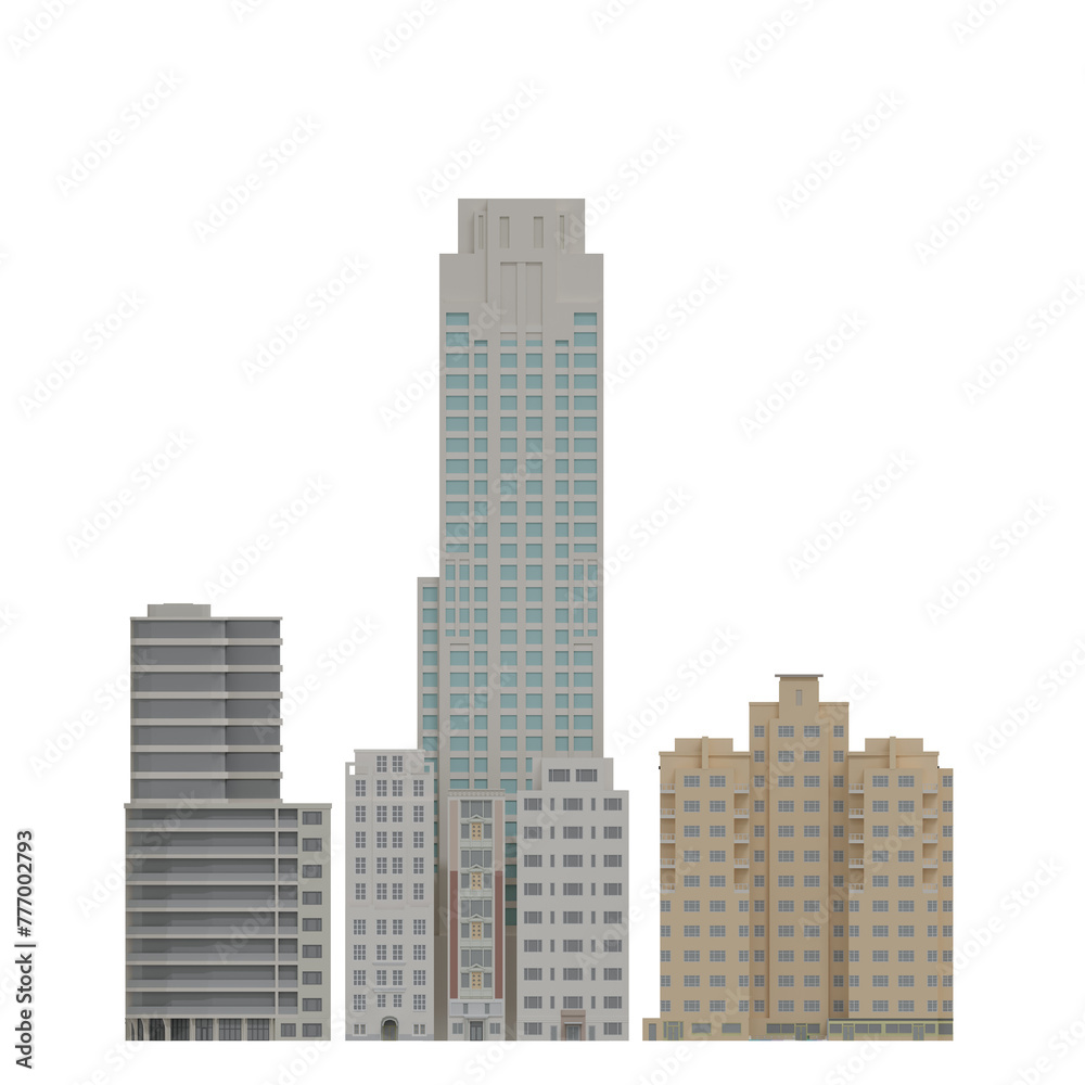 Fototapeta premium Simple poly Buildings skyscraper Newyork City 3d Render