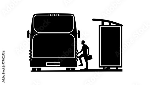 bus station, black isolated silhouette