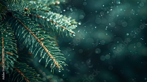 Drops of Rain on a Pine Tree Generative AI