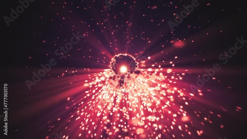 Red Glowing lights blinking and white particles animation 