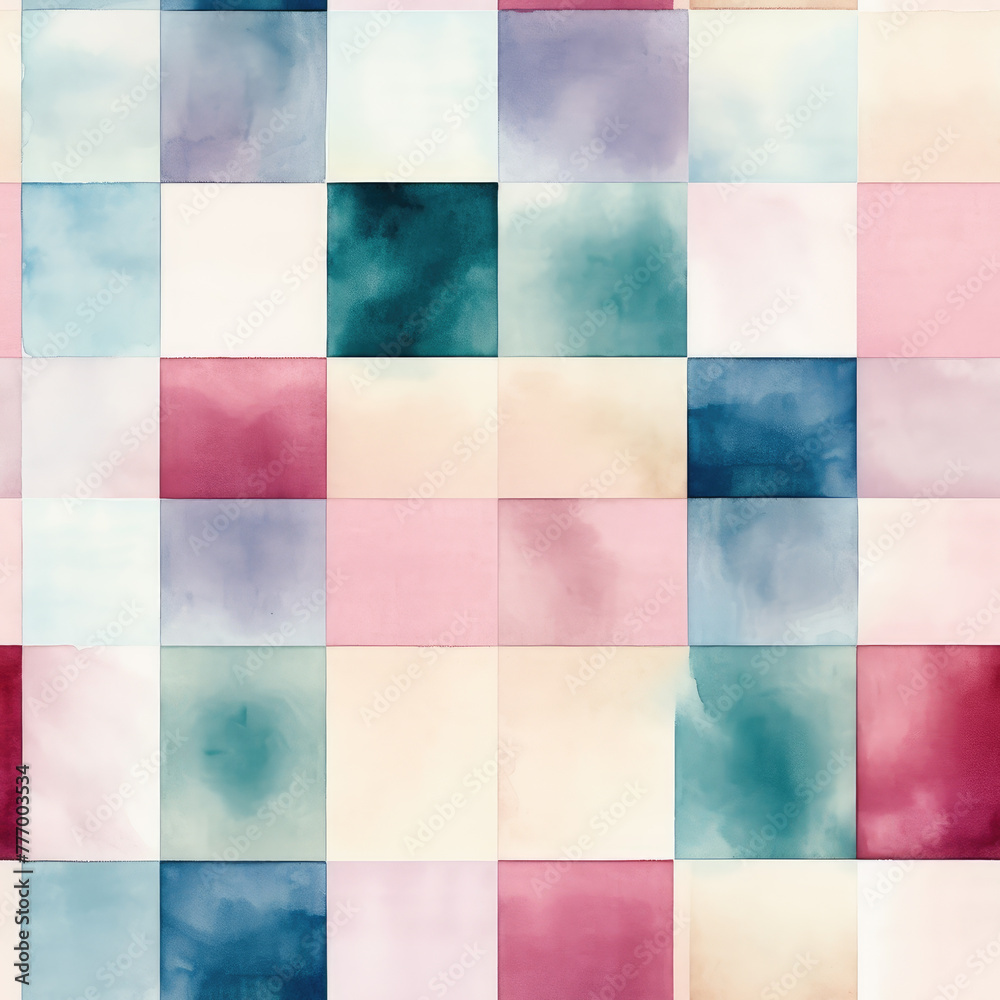 PatternNetz.29, checkered, pattern, minimalist, seamless, watercolor