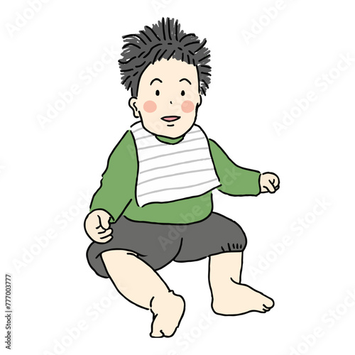 座っている乳児のイラスト
