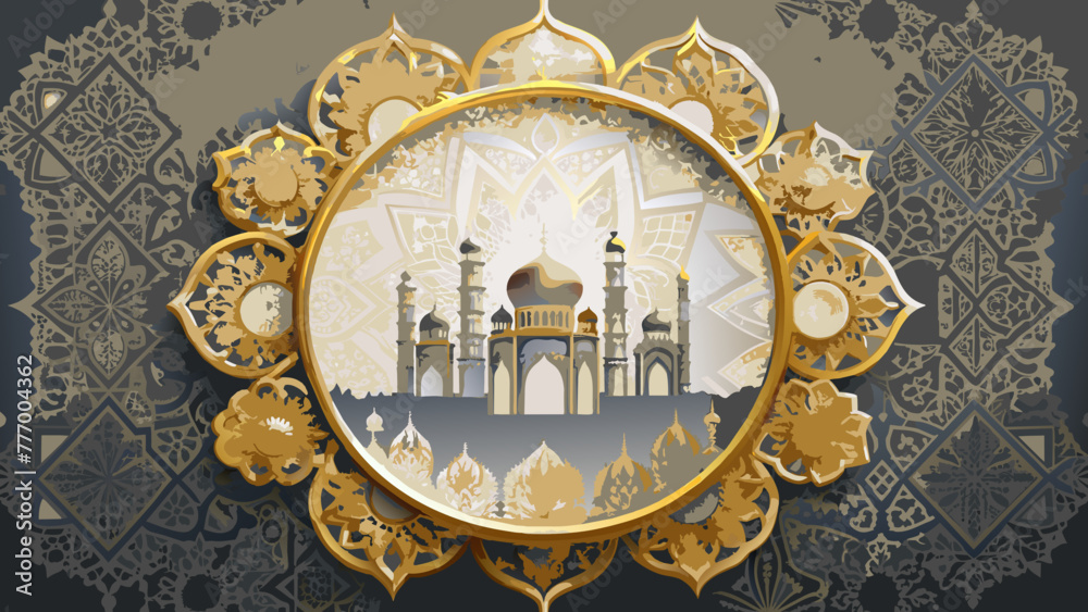 Islamic-round-frame vector illustration