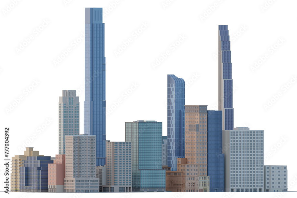 Fototapeta premium Simple poly Buildings skyscraper Newyork City 3d Render