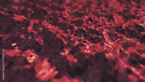 Red square particles waving animation background 