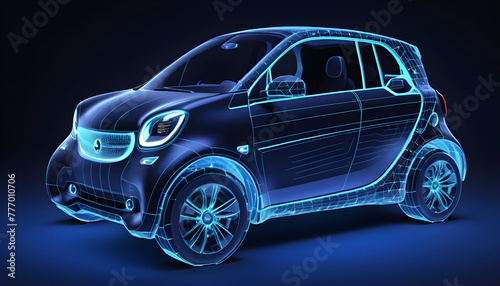 Smart car polygon wireframe abstract image futuristic 2