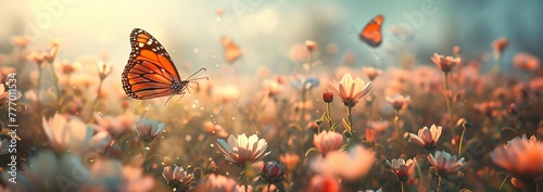 Blossoming Butterfly Amidst a Field of Wildflowers Generative AI © Bipul Kumar