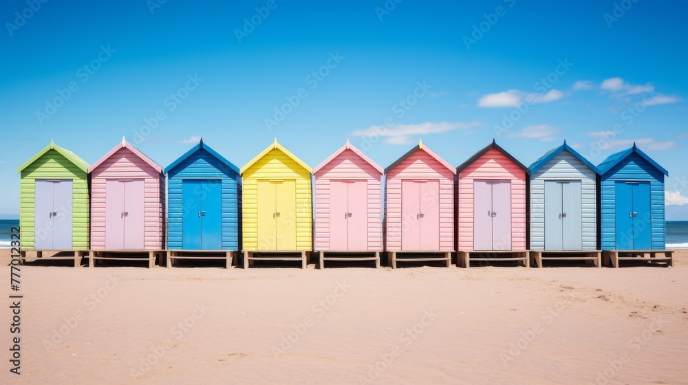 Colorful Beach Huts Vector Illustration