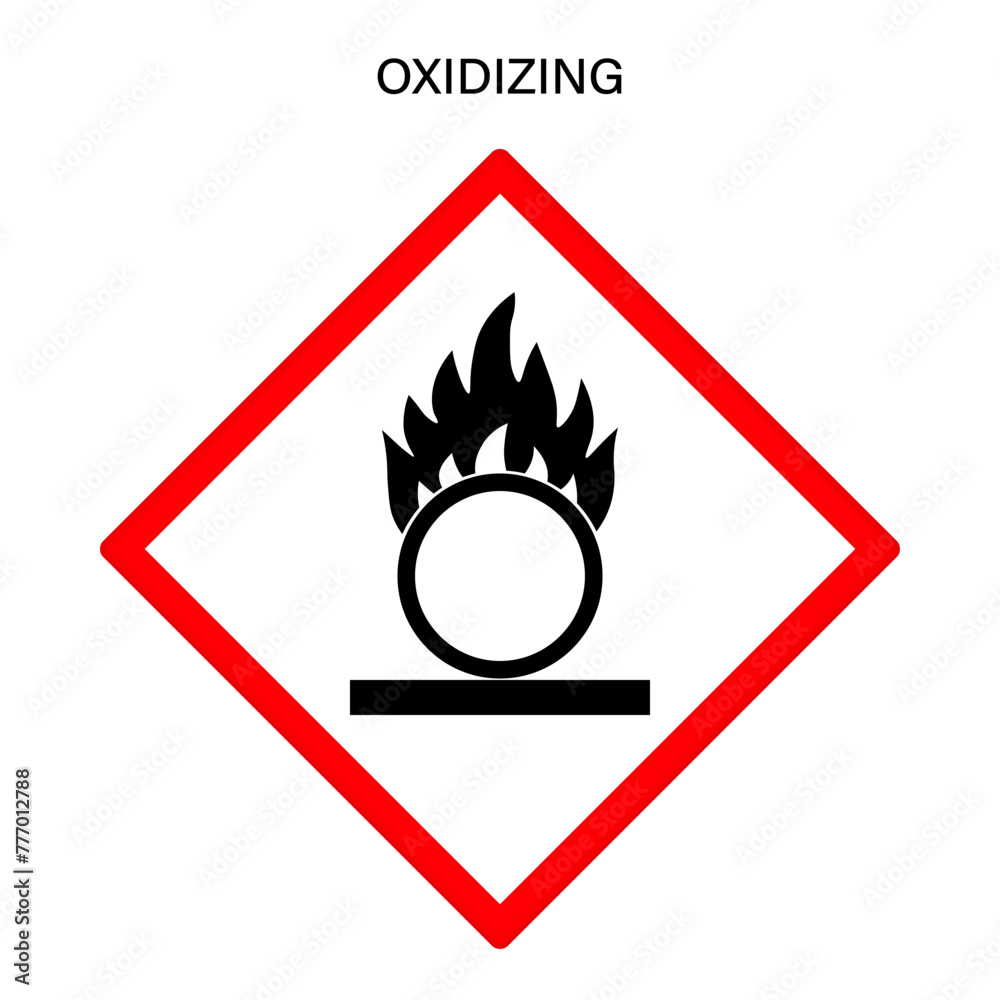 Oxidizing warning sign vector. Globally harmonized system hazard ...