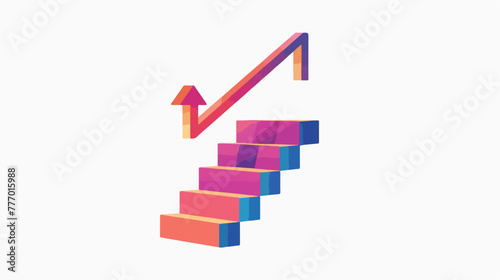 Ladder Stair Staircase Arrow Flat Color Icon. Vector isolated