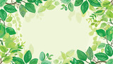 Frame of foliage on a green background. Flat vector
