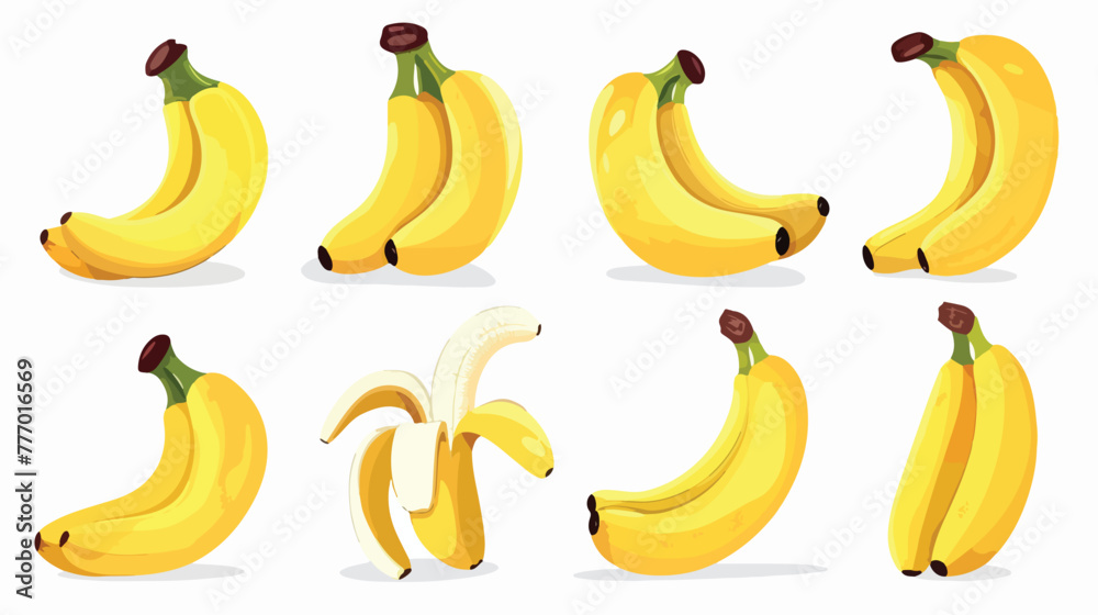 Fresh bananas fruits healthy isolated icons Flat vector