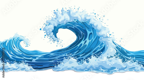 Front side of a breaking wave vector Flat vector isolated