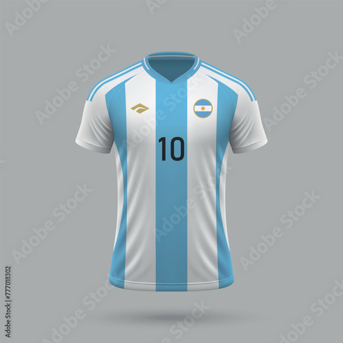3d realistic soccer jersey Argentina national team 2024