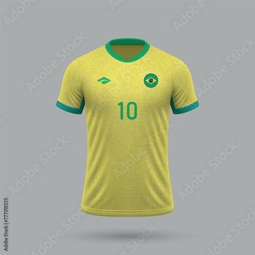 3d realistic soccer jersey Brazil national team 2024