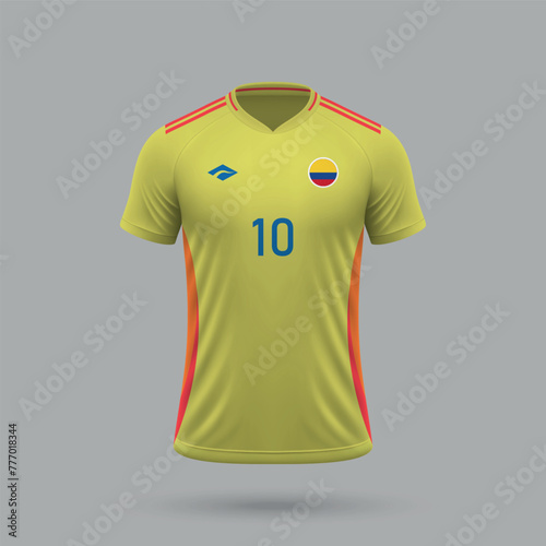 3d realistic soccer jersey Colombia national team 2024