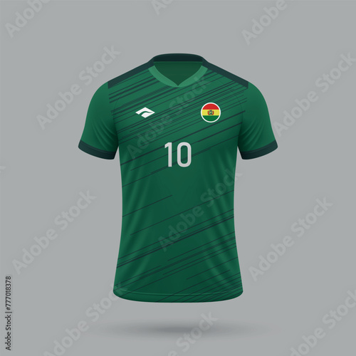3d realistic soccer jersey Bolivia national team 2024