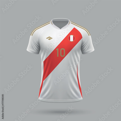 3d realistic soccer jersey Peru national team 2024