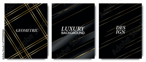 Luxury geometric background template. Elegant classic design, gradient of gold lines and stripes on a black background. Premium illustration design for gala card, grand opening, art deco, invitation