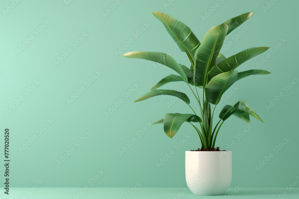 An isolated green plant in a pot