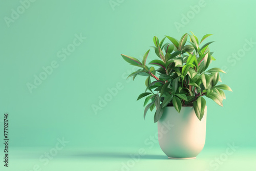 An isolated green plant in a pot